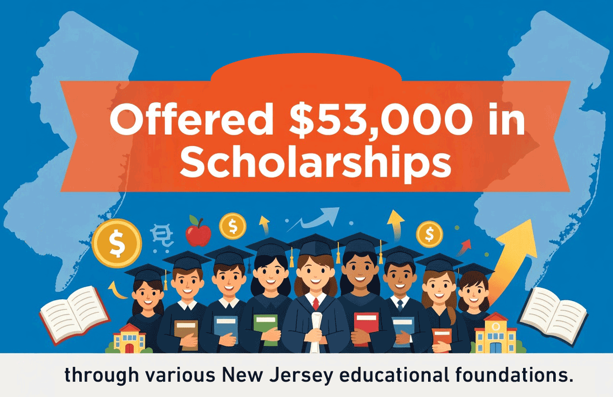Offered $53,000 in scholarships through various NJ educational foundations.