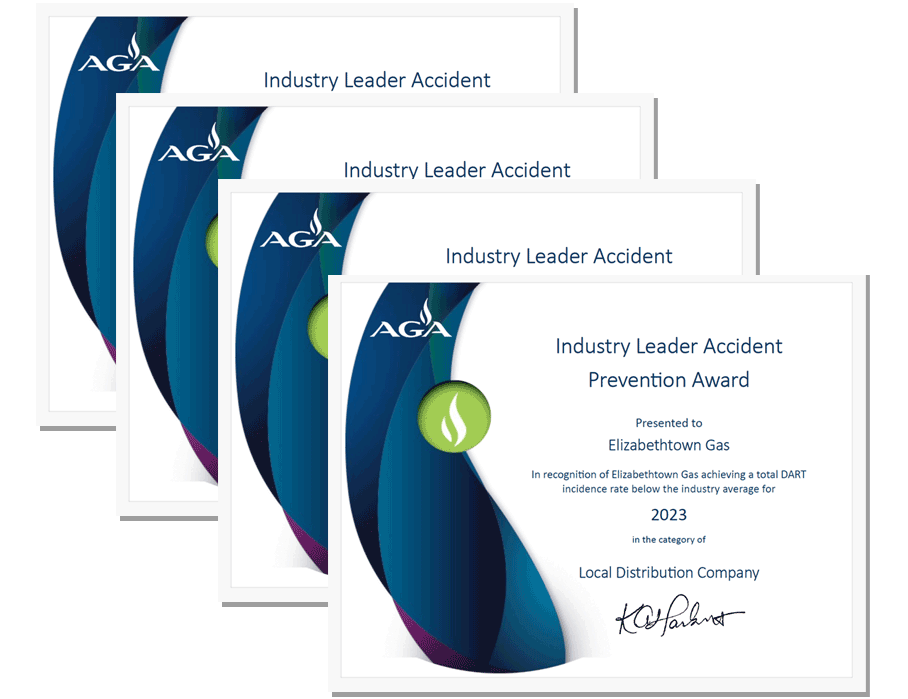American Gas Association Industry Leader Accident Prevention Award 4 Years in a Row